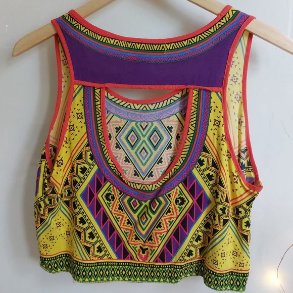 African print crop top with cut out size S - Picture 2 of 7